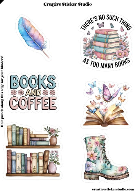Sticker Sheet Set of 2 - Books Sweet Pastel