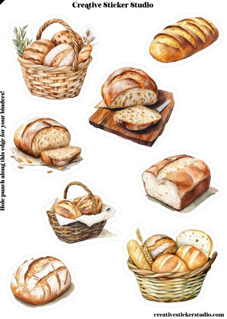 Sticker Sheet Set of 2 - Baskets of Bread