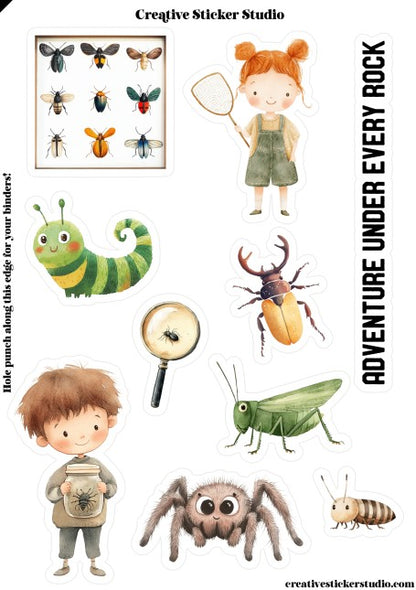 Sticker Sheet Set of 2 - Bug Hunter Adventure