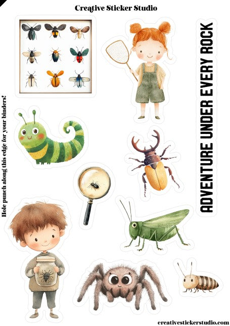 Sticker Sheet Set of 2 - Bug Hunter Adventure