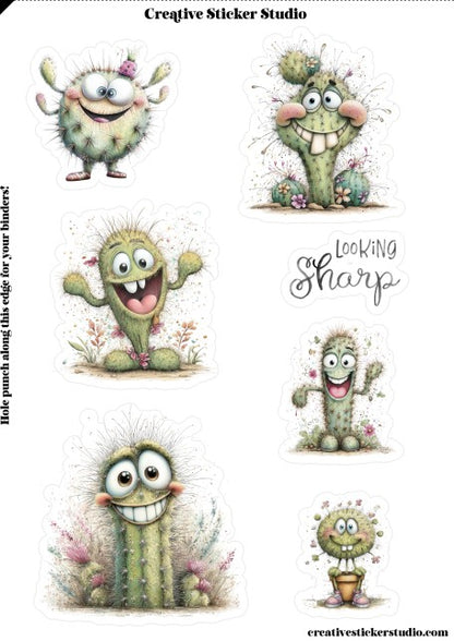 Sticker Sheet Set of 2 - Quirky Cactus Sharp