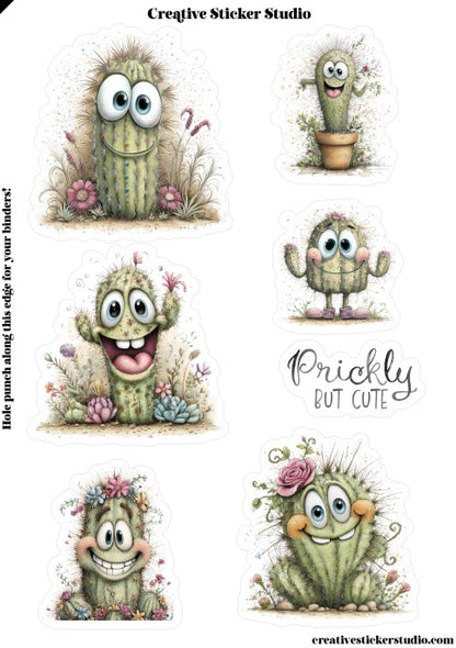 Sticker Sheet Set of 2 - Quirky Cactus Prickly