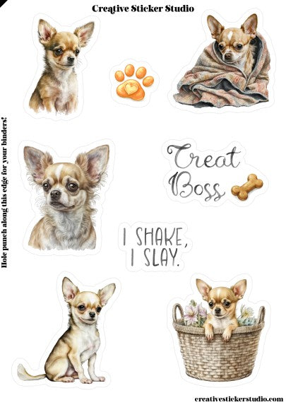 Sticker Sheet Set of 2 - Chihuahua Treat