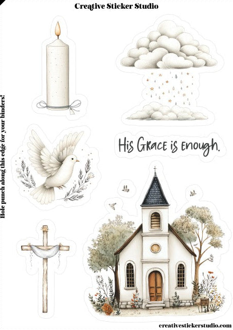 Sticker Sheet Set of 2 - Church His Grace