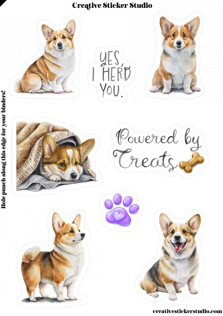 Sticker Sheet Set of 2 - Corgi Treats