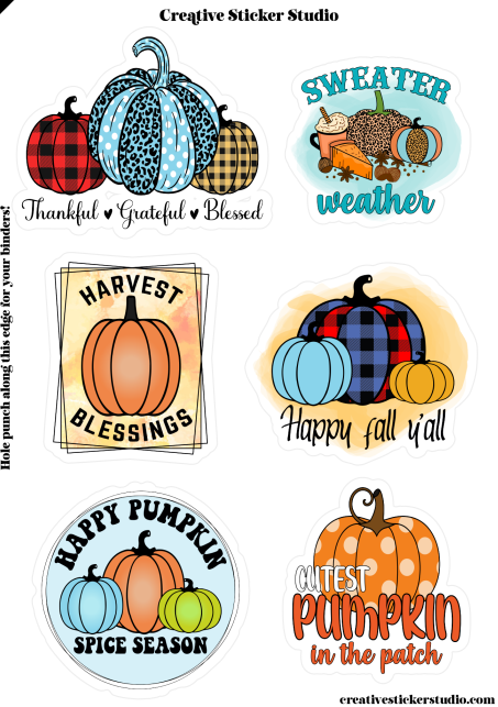 Sticker Sheet Set of 2 - Fall Plaid Sayings 2 Sweater Weather