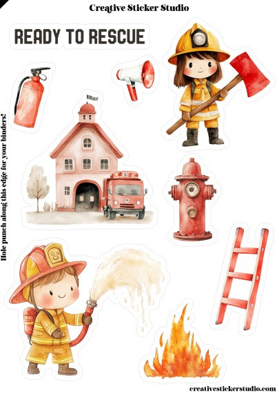 Sticker Sheet Set of 2 - Fire Station Rescue