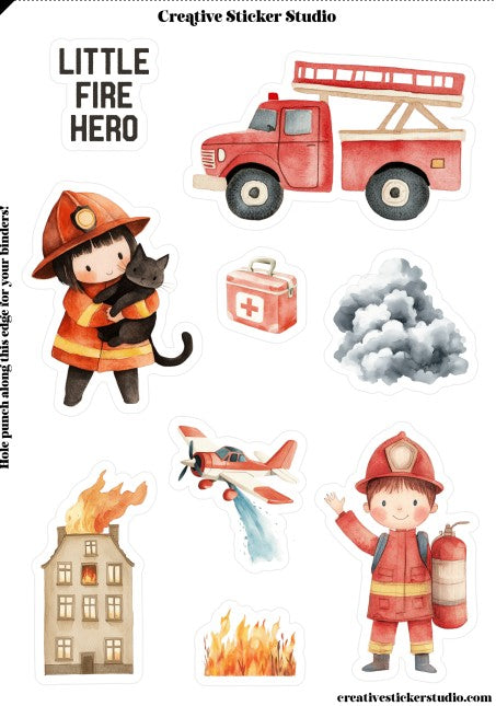 Sticker Sheet Set of 2 - Fire Station Hero