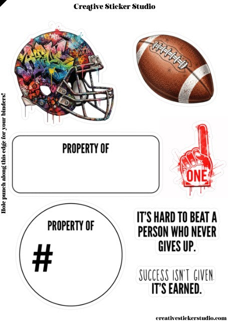 Sticker Sheet Set of 2 - Football Property of