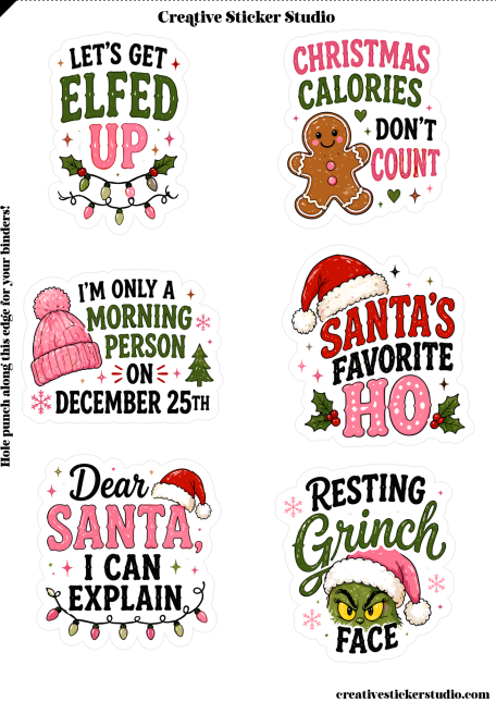 Sticker Sheet Set of 2 - Funny Christmas Elfed Up