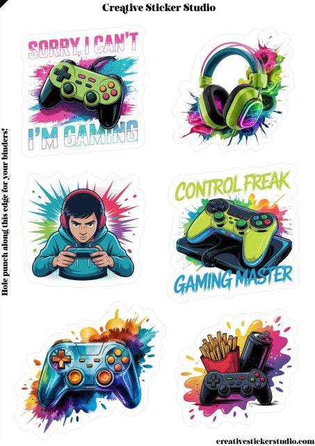 Sticker Sheet Set of 2 - Gamer Boy