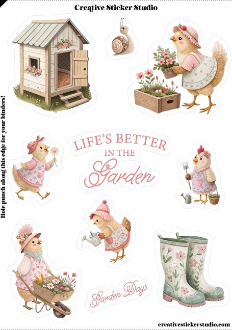 Sticker Sheet Set of 2 - Garden Chicks
