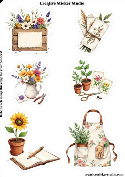 Sticker Sheet Set of 2 - Garden Therapy Floral Crate