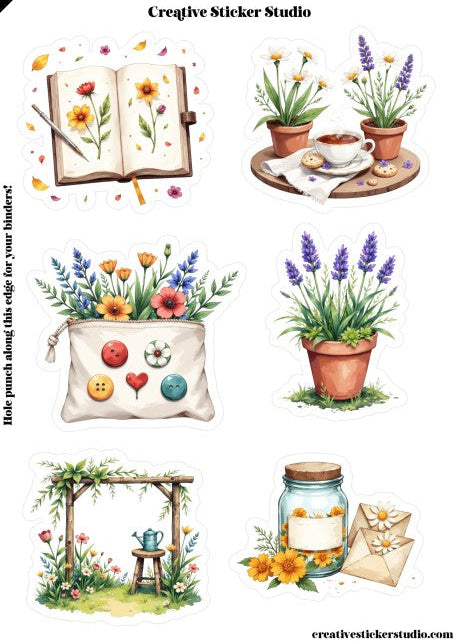 Sticker Sheet Set of 2 - Garden Therapy Floral Button Pouch
