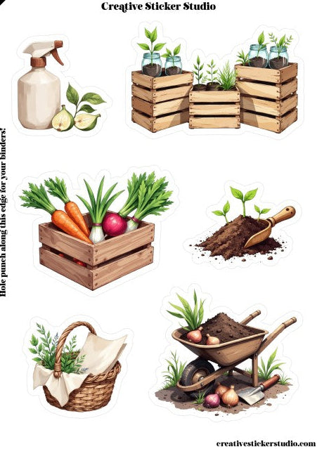 Sticker Sheet Set of 2 - Garden Therapy Vegetable Crates