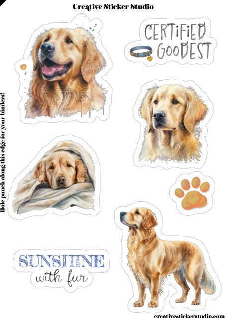Sticker Sheet Set of 2 - Golden Retriever