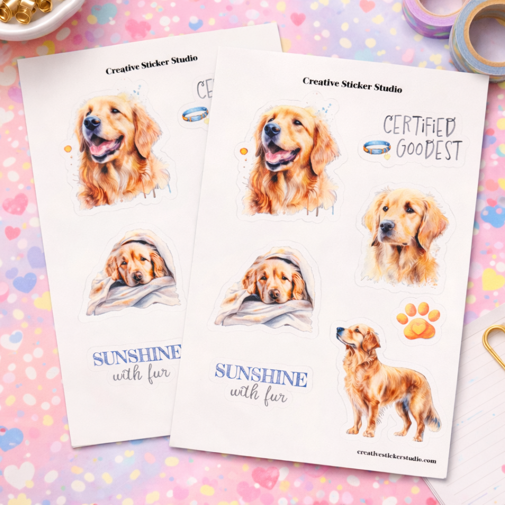 Sticker Sheet Set of 2 - Golden Retriever