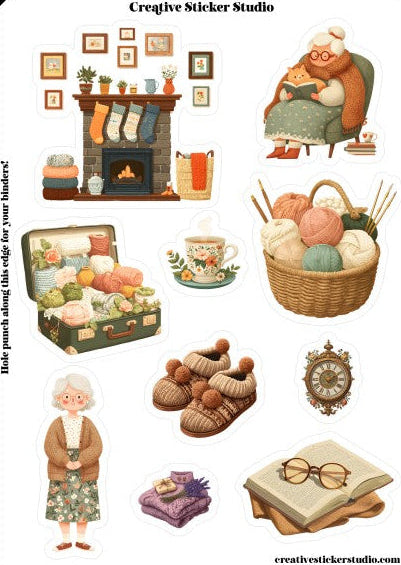 Sticker Sheet Set of 2 - Grandmacore Knitting