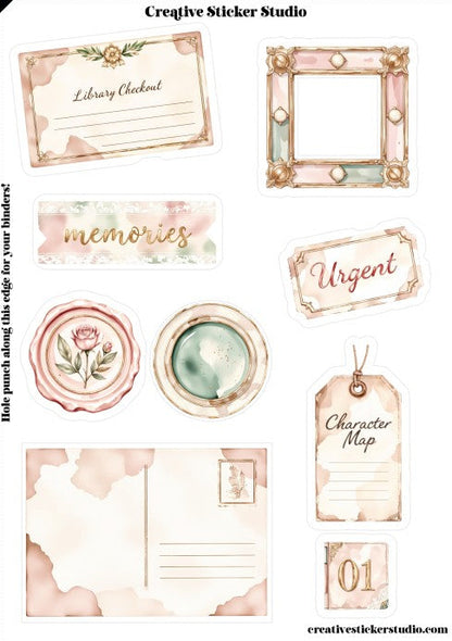 Sticker Sheet Set of 2 - Grandma's Attic Junk Journal Memories