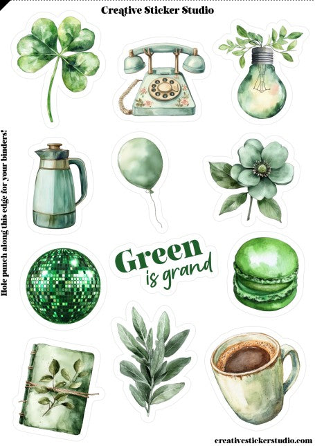Sticker Sheet Set of 2 - Green is Grand!