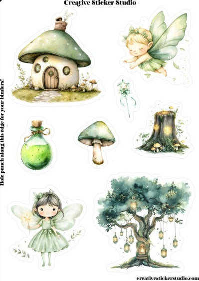Sticker Sheet Set of 2 - Green Fairies