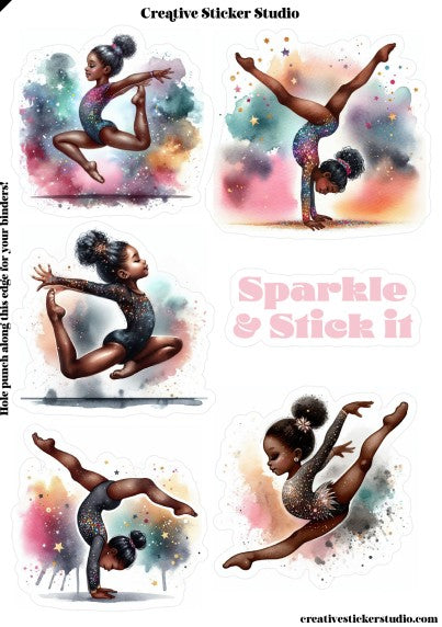 Sticker Sheet Set of 2 - Gymnast Sparkle & Stick