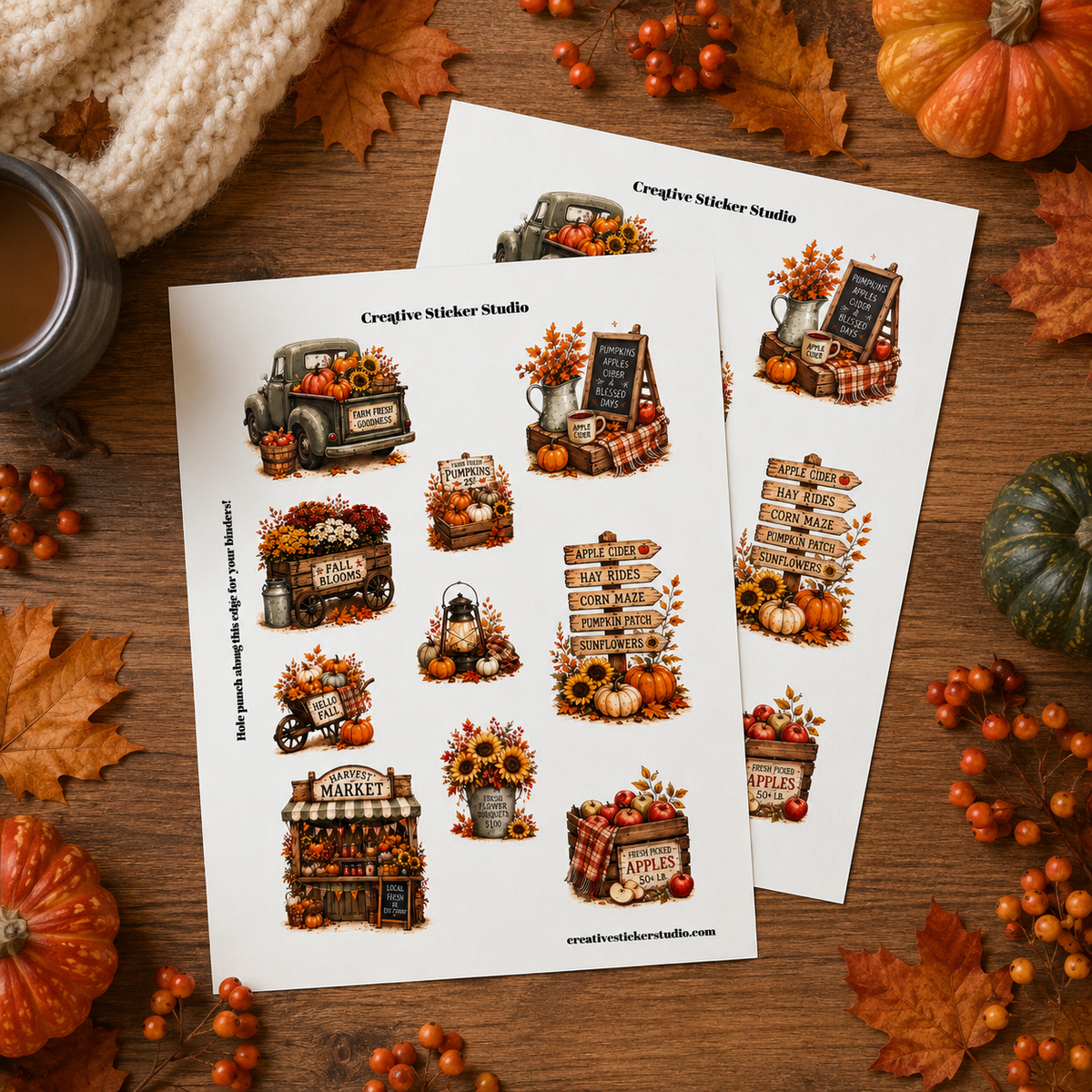 Sticker Sheet Set of 2 - Harvest Market Goodness
