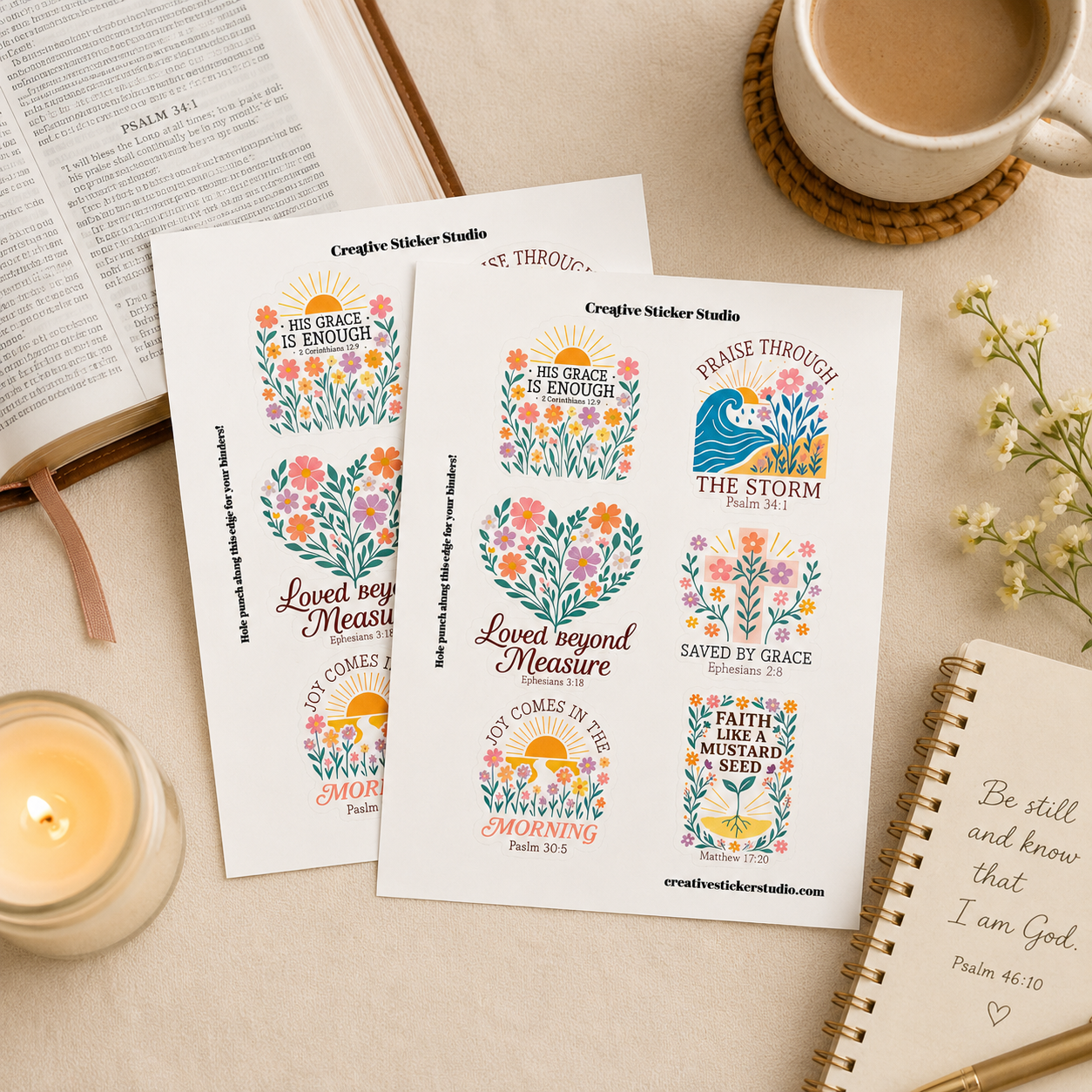 Sticker Sheet Set of 2 - Boho Bible Verses 2 His Grace
