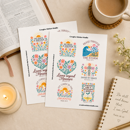 Sticker Sheet Set of 2 - Boho Bible Verses 2 His Grace