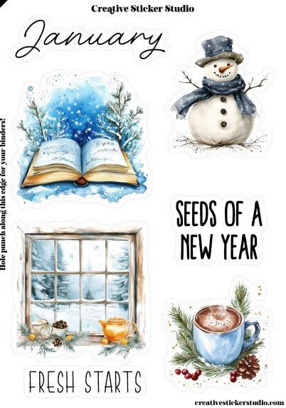 Sticker Sheet Set of 2 - Planner Months January