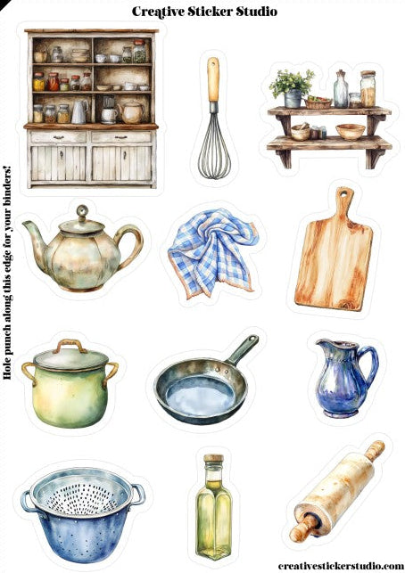 Sticker Sheet Set of 2 - Kitchen Tools + Hutch