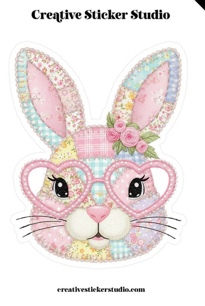XLARGE Sticker - Patchwork Bunny w/ Glasses