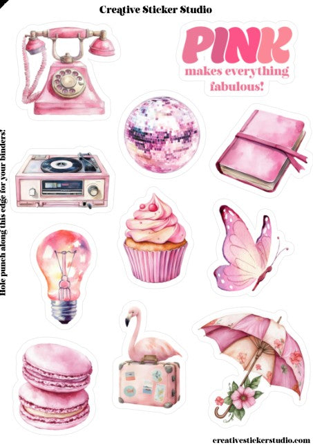 Sticker Sheet Set of 2 - Fabulous Pink