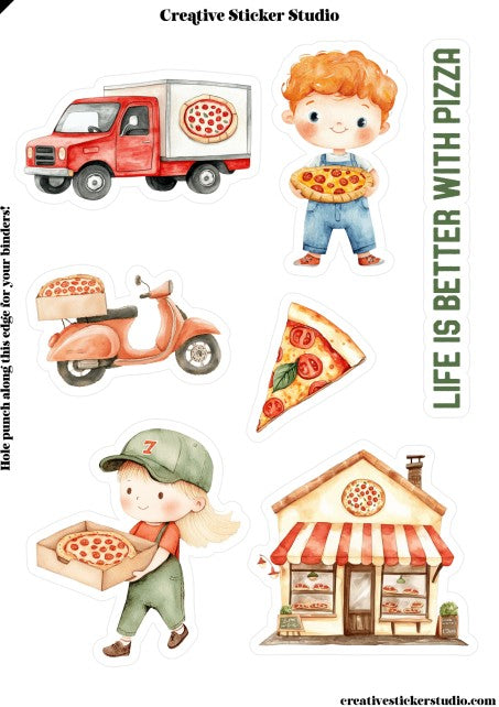 Sticker Sheet Set of 2 - Pizza Delivery