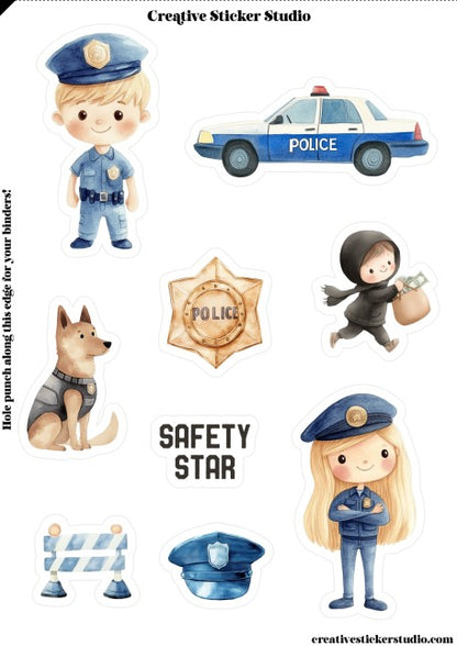 Sticker Sheet Set of 2 - Police Station Safety