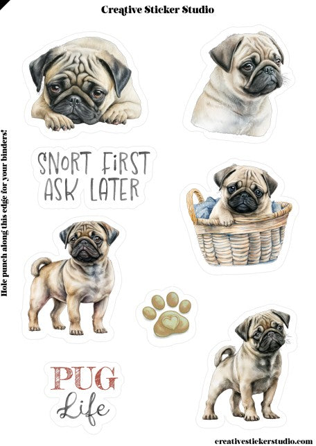 Sticker Sheet Set of 2 - Pug Life