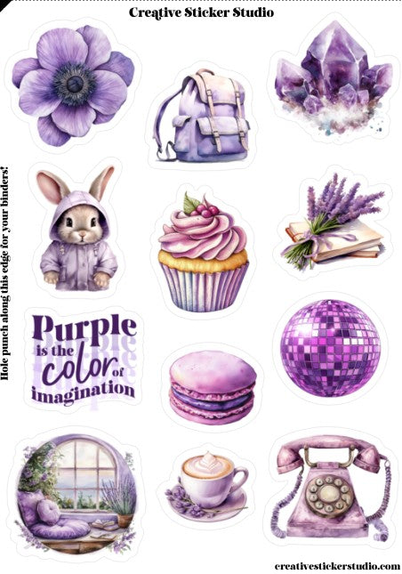 Sticker Sheet Set of 2 - Purple Imagination
