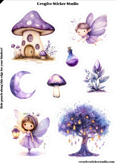 Sticker Sheet Set of 2 - Purple Fairies