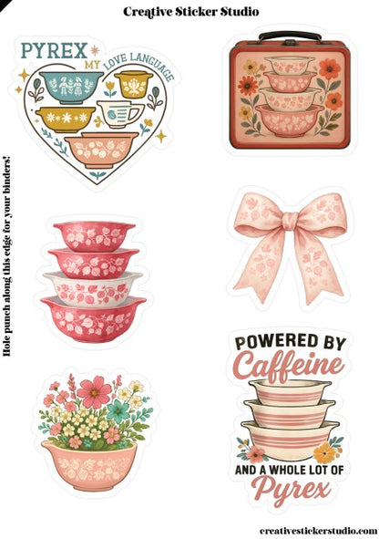 Sticker Sheet Set of 2 - Vintage Bowls Pink