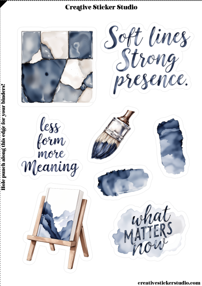 Sticker Sheet Set of 2 - Quiet Indigo Soft Lines