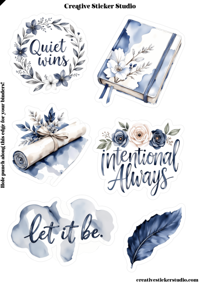Sticker Sheet Set of 2 - Quiet Indigo Quiet Wins