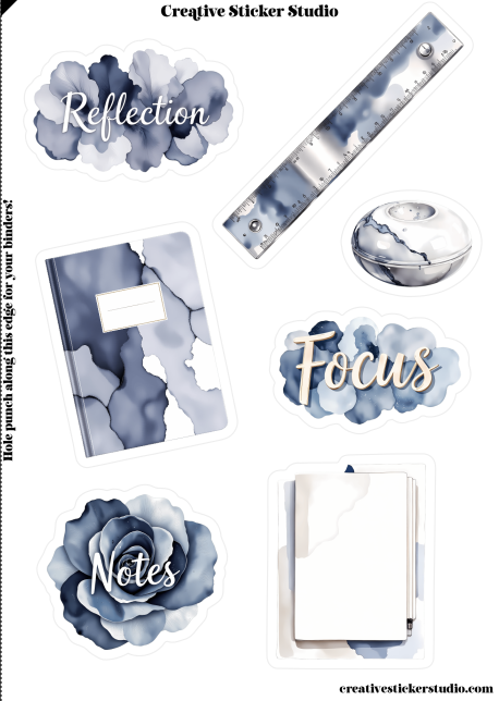 Sticker Sheet Set of 2 - Quiet Indigo Reflection