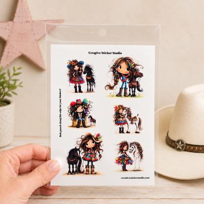 Sticker Sheet Set of 2 - Quirky Boho Cowgirl
