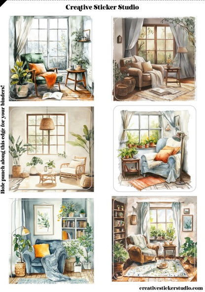 Sticker Sheet Set of 2 -Modern Rooms