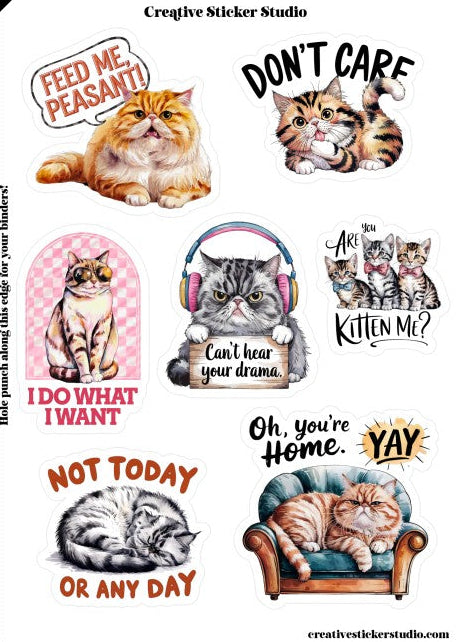 Sticker Sheet Set of 2 - Sassy Cats Feed Me
