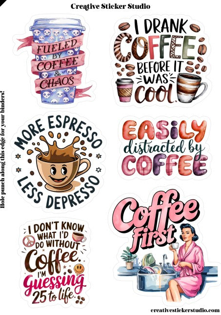Sticker Sheet Set of 2 - Sassy Coffee More Espresso
