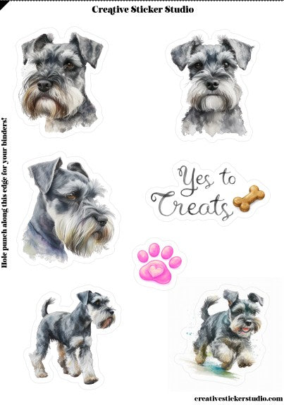 Sticker Sheet Set of 2 - Schnauzer Treats
