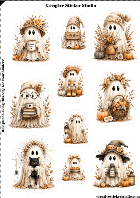 Sticker Sheet Set of 2 - Shabby Chic Ghosts