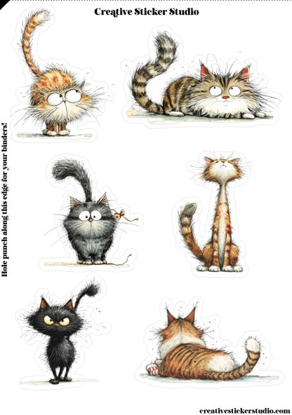 Sticker Sheet Set of 2 - Silly Cats