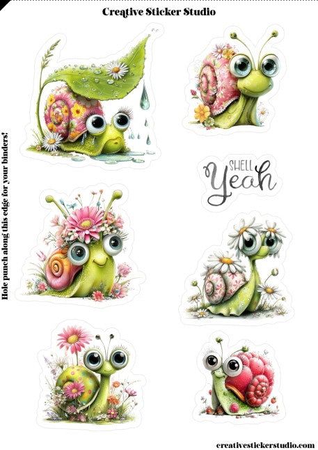 Sticker Sheet Set of 2 - Quirky Snail Shell Yeah